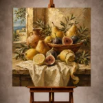 Coastal Pear and Fig Fruit Still Life Wall Art Canvas Print - Image 2