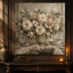 Ivory Peony Floral Dining Room Wall Art Canvas Print - Image 7