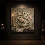 White Anemone Floral Dining Room Wall Art Canvas Print - Image 2