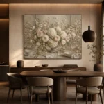 Blush Hydrangea Floral Dining Room Wall Art Canvas Print - Image 3