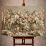 White Orchid Floral Dining Room Wall Art Canvas Print - Image 9