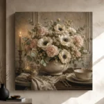 White Anemone Floral Dining Room Wall Art Canvas Print - Image 8