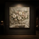 Ivory Peony Floral Dining Room Wall Art Canvas Print - Image 2