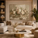 Ivory Peony Floral Dining Room Wall Art Canvas Print - Image 8