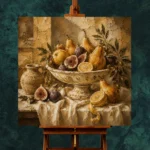 Classical Pedestal Bowl Fruit Still Life Wall Art Canvas Print - Image 5