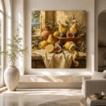 Coastal Pear and Fig Fruit Still Life Wall Art Canvas Print - Image 6