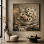 White Anemone Floral Dining Room Wall Art Canvas Print - Image 9