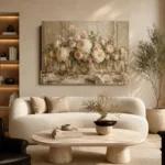 Ivory Peony Floral Dining Room Wall Art Canvas Print - Image 11