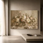 Ivory Peony Floral Dining Room Wall Art Canvas Print - Image 7