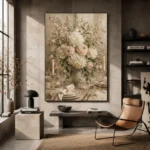 Ivory Hydrangea Floral Dining Room Wall Art Canvas Print - Image 10
