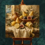 Coastal Pear and Fig Fruit Still Life Wall Art Canvas Print - Image 5