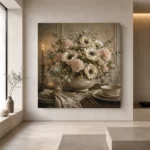 White Anemone Floral Dining Room Wall Art Canvas Print - Image 5