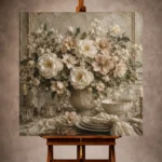 Ivory Peony Floral Dining Room Wall Art Canvas Print - Image 10