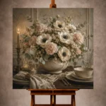 White Anemone Floral Dining Room Wall Art Canvas Print - Image 10