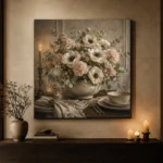 White Anemone Floral Dining Room Wall Art Canvas Print - Image 11