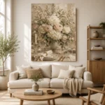 Ivory Hydrangea Floral Dining Room Wall Art Canvas Print - Image 4