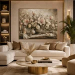 Blush Magnolia Tablescape Floral Dining Room Wall Art Canvas Print - Image 8