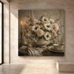 White Anemone Floral Dining Room Wall Art Canvas Print - Image 6