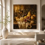 Candlelit Goblet and Fig Fruit Still Life Wall Art Canvas Print - Image 7