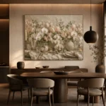 White Orchid Floral Dining Room Wall Art Canvas Print - Image 3