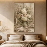 Ivory Hydrangea Floral Dining Room Wall Art Canvas Print - Image 9