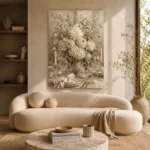 Ivory Hydrangea Floral Dining Room Wall Art Canvas Print - Image 6