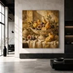 Classical Pedestal Bowl Fruit Still Life Wall Art Canvas Print - Image 3