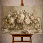 Ivory Peony Floral Dining Room Wall Art Canvas Print - Image 9