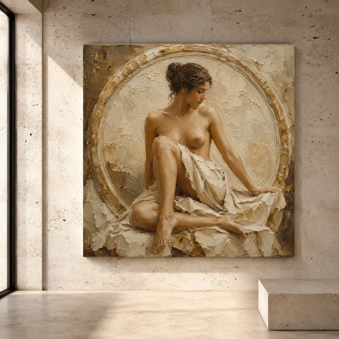 Renaissance Nude Study wall art featuring a classical anatomical figure drawing with refined shading and museum-inspired detail