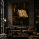 Candlelit Manuscript Dark Academia Office Art Canvas Print - Image 4