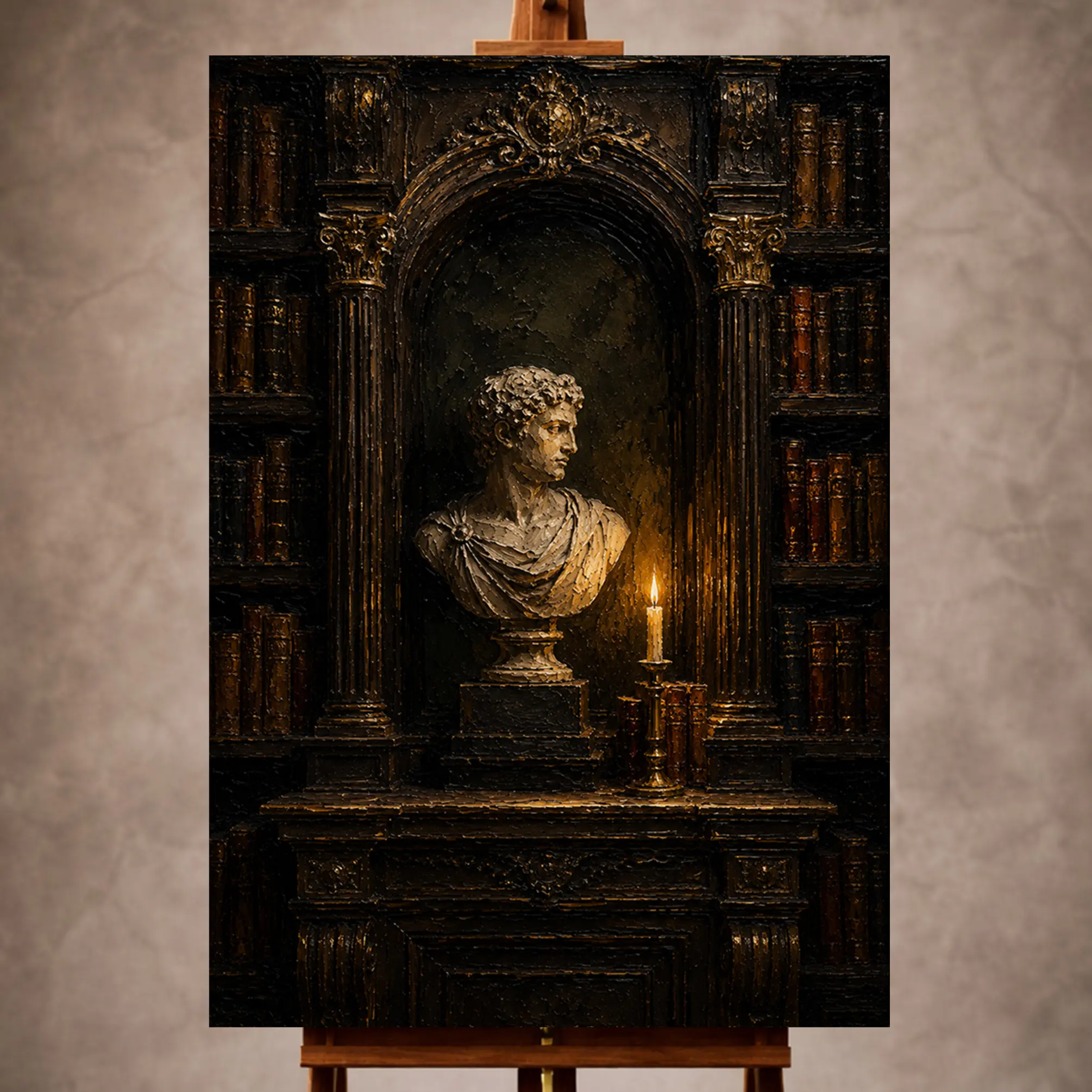 curatora-20260720-0558a5e778b44ce8 Moody Bust Study Dark Academia Office Art Canvas Print - Image 1