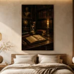 Candlelit Writing Table Dark Academia Office Art Canvas Print - Image 6