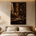 Sepia Scholarly Study Dark Academia Office Art Canvas Print - Image 6