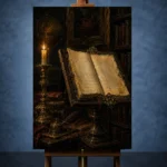 Candlelit Manuscript Dark Academia Office Art Canvas Print - Image 2