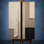 Neutral Linear Minimal Office Wall Art Canvas Print - Image 2