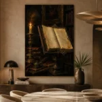 Candlelit Manuscript Dark Academia Office Art Canvas Print - Image 5