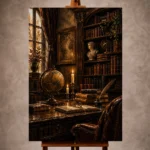 Sepia Scholarly Study Dark Academia Office Art Canvas Print