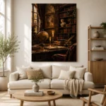 Sepia Scholarly Study Dark Academia Office Art Canvas Print - Image 7