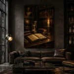 Candlelit Writing Table Dark Academia Office Art Canvas Print - Image 4