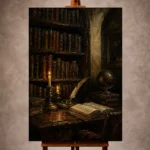 Moody Library Alcove Dark Academia Office Art Canvas Print