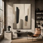 Neutral Geometric Minimal Office Wall Art Canvas Print - Image 3