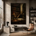 Moody Library Alcove Dark Academia Office Art Canvas Print - Image 3