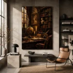 Sepia Scholarly Study Dark Academia Office Art Canvas Print - Image 3