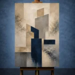 Warm Neutral Geometric Abstract Office Wall Art Canvas Print - Image 2