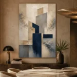 Warm Neutral Geometric Abstract Office Wall Art Canvas Print - Image 5