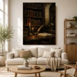 Moody Library Alcove Dark Academia Office Art Canvas Print - Image 7
