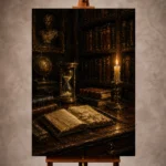 Candlelit Writing Table Dark Academia Office Art Canvas Print