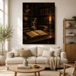 Candlelit Writing Table Dark Academia Office Art Canvas Print - Image 7