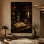 Candlelit Writing Table Dark Academia Office Art Canvas Print - Image 5