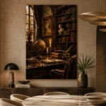 Sepia Scholarly Study Dark Academia Office Art Canvas Print - Image 5